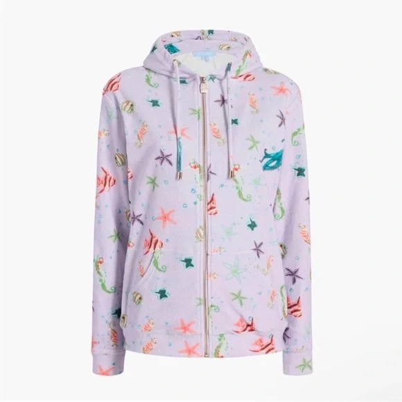 HILL HOUSE The Allie Zip Up Purple Sea Creatures Hoodie Jacket NWT - Picture 1 of 11